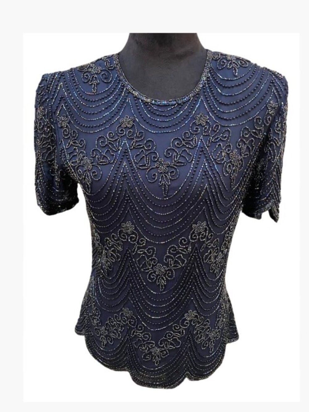 Adrianna Papell Boutique Vintage Beaded Silk Evening Blouse  Size 6  Like New